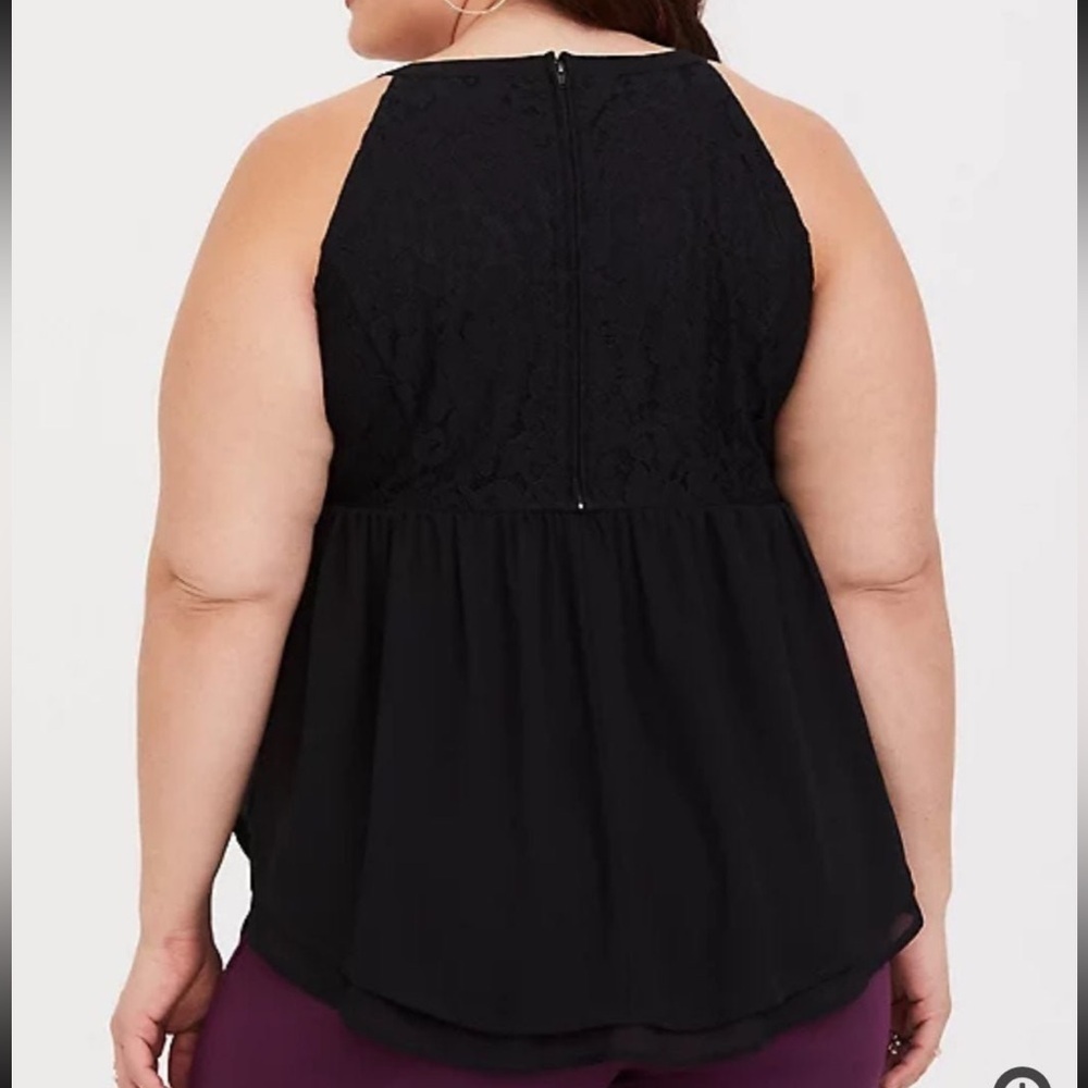 Torrid Torrid Black Lace Chiffon Peplum Tank - Picture 3 of 3
